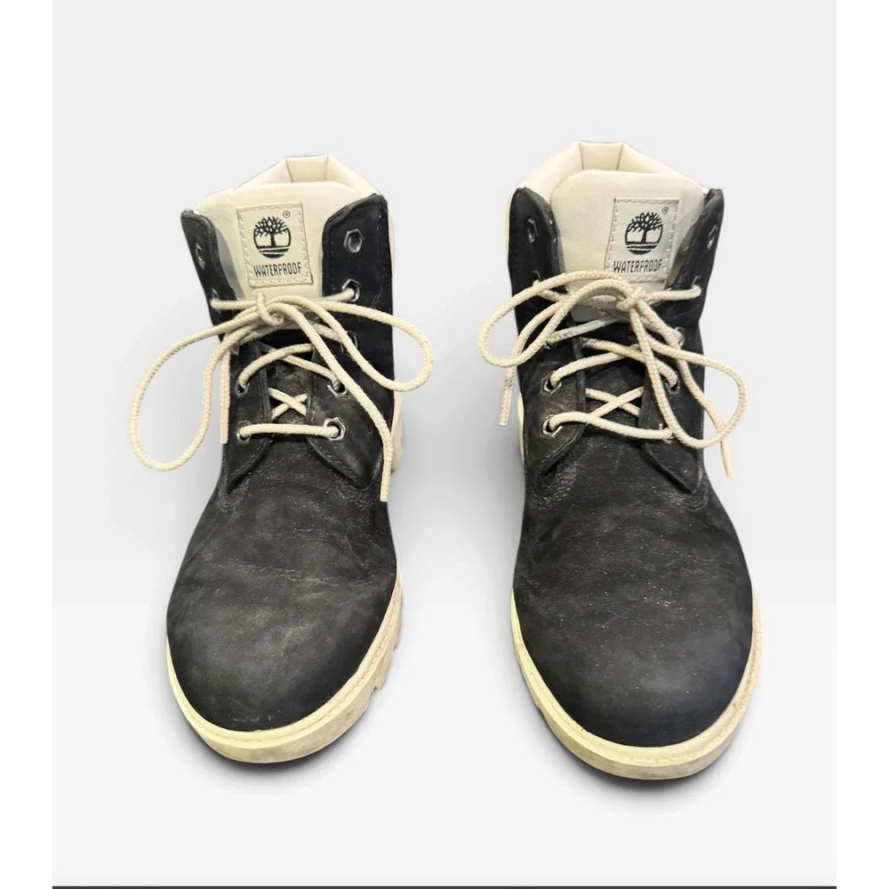 Timberland 6 Inch Waterproof Boots Black Cream Big Kids Youth Size 3